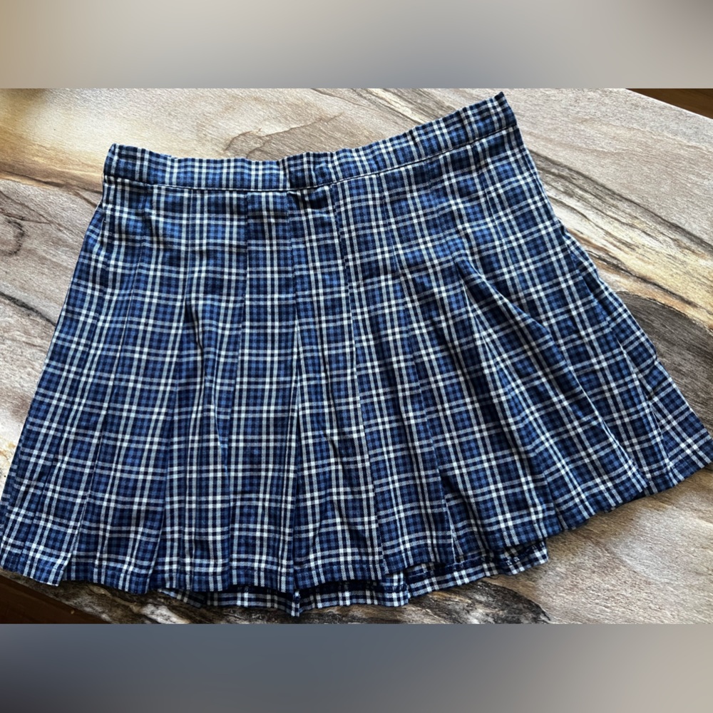 Aerie Class Act Plaid Skirt Blue Size XL